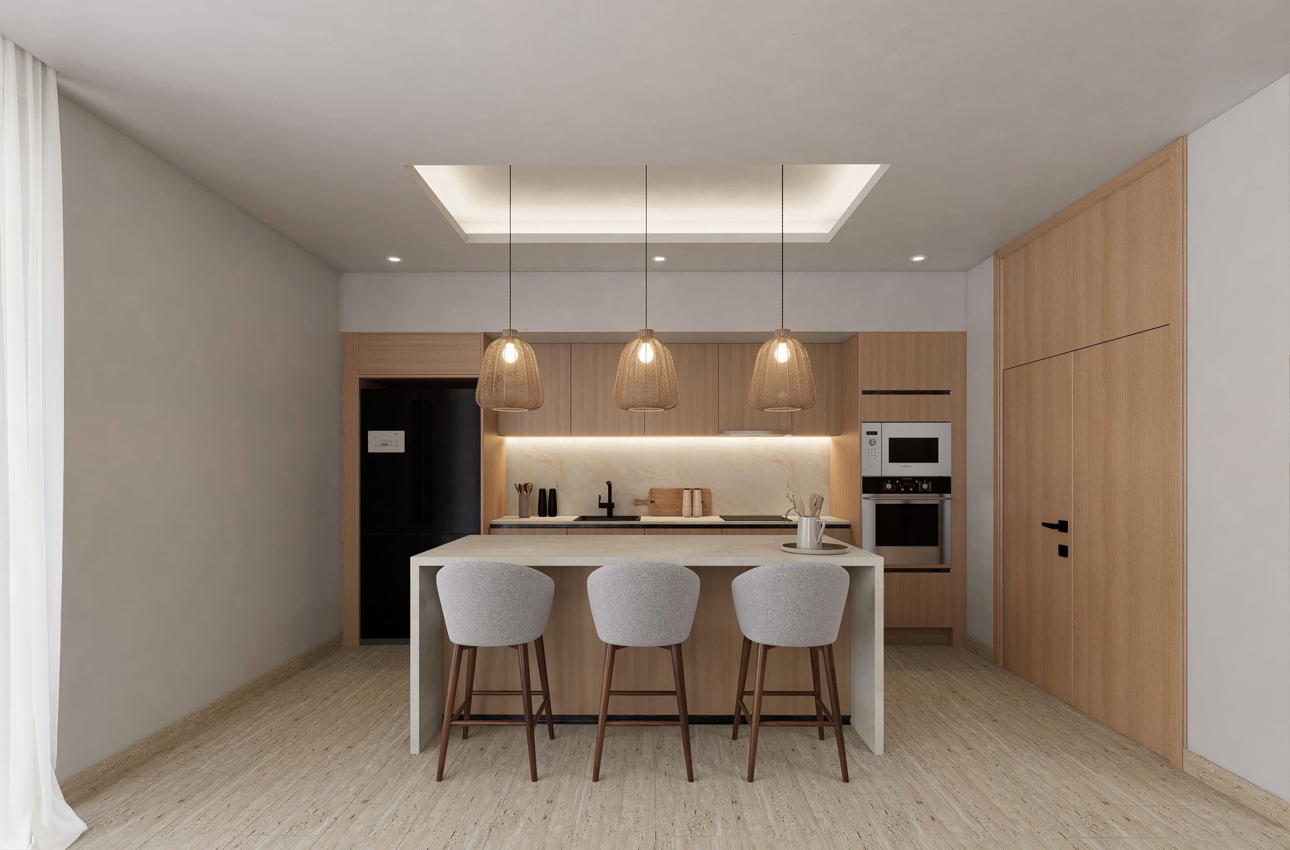 Kitchen and social area in Casa Itzá