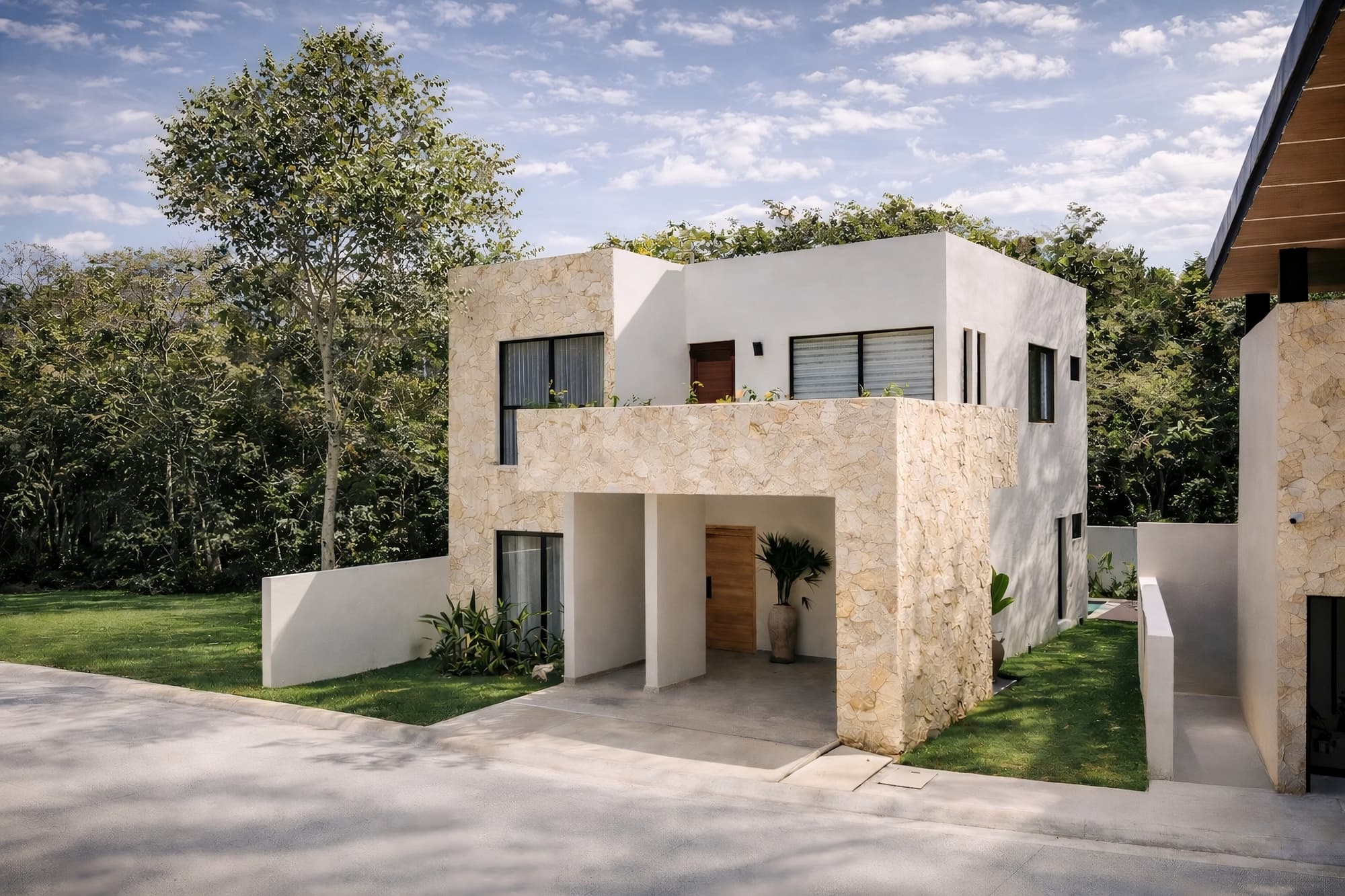 Contemporary architecture and private pool at Balché Villas